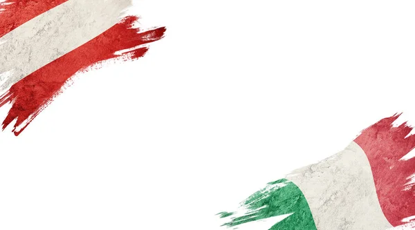 하얀 배경에 있는 오스트리아와 이탈리아의 국기 — 스톡 사진
